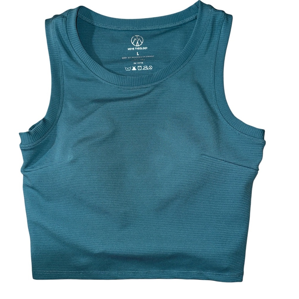 Now Theology Teal Ribbed Tank Top